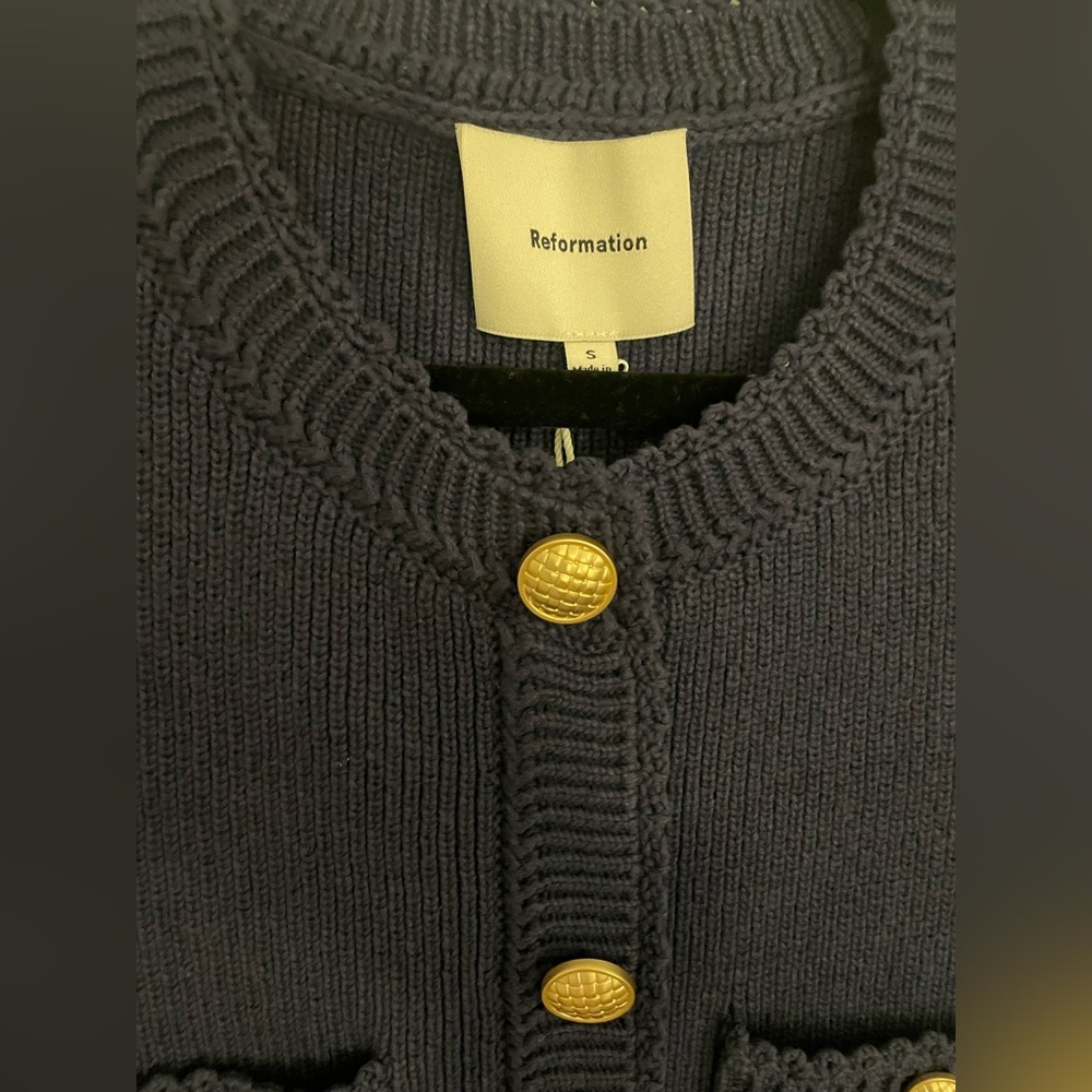 Reformation Catalina Cotton Mini Dress Navy Blue - Picture 5 of 8